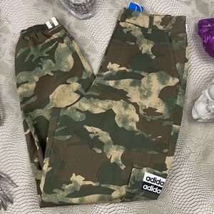 Adidas camo high waisted track style cargo pants